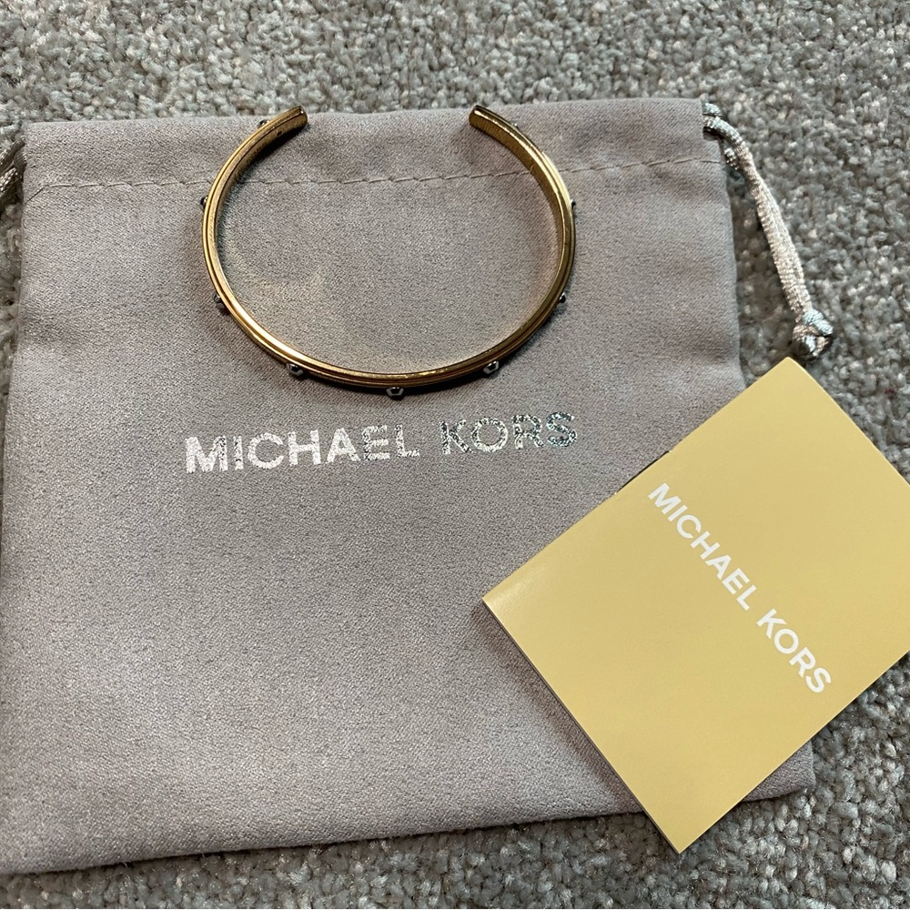 Michael Kors Heritage Astor Studded Cuff Bracelet Rose Gold and Silver Tone - Picture 8 of 8